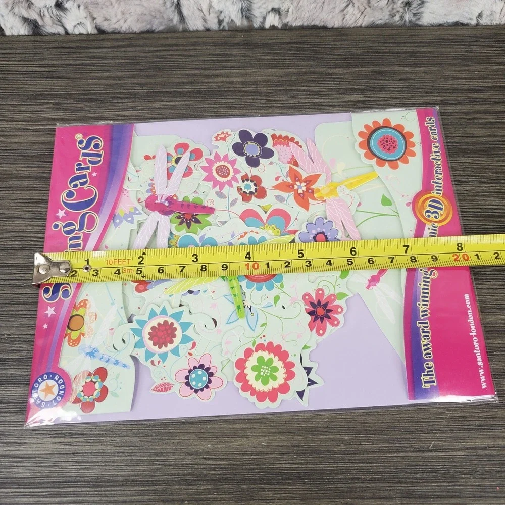 SWING CARD Dragonflies And Flowers 3-D 3-Dimensional‎ Pop-up Card 6x8